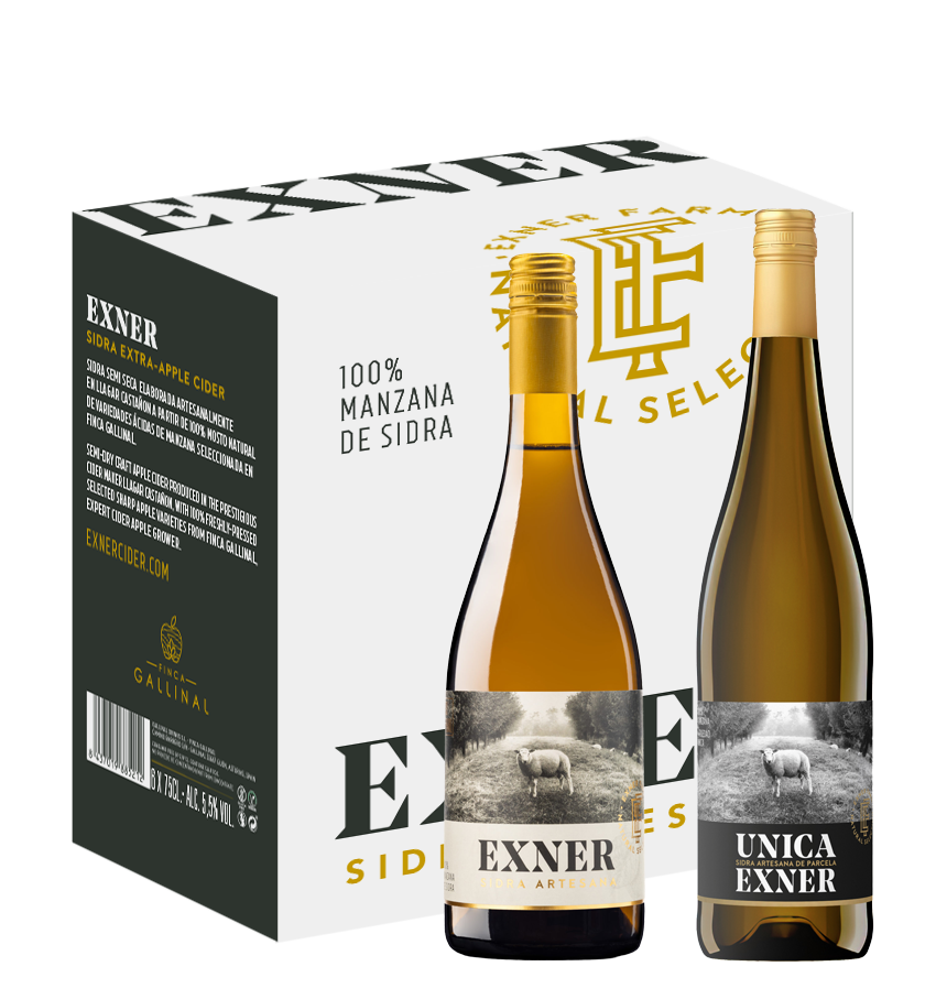 EXNER Sidra Artesana 75 cl. 3 bot. + Sidra Única 75 cl. 3 bot. caja de 6